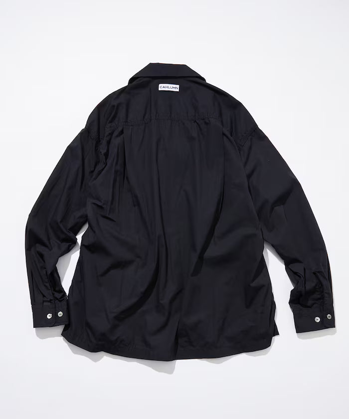 Magazine Pocket Broadcloth Open Collar Shirt