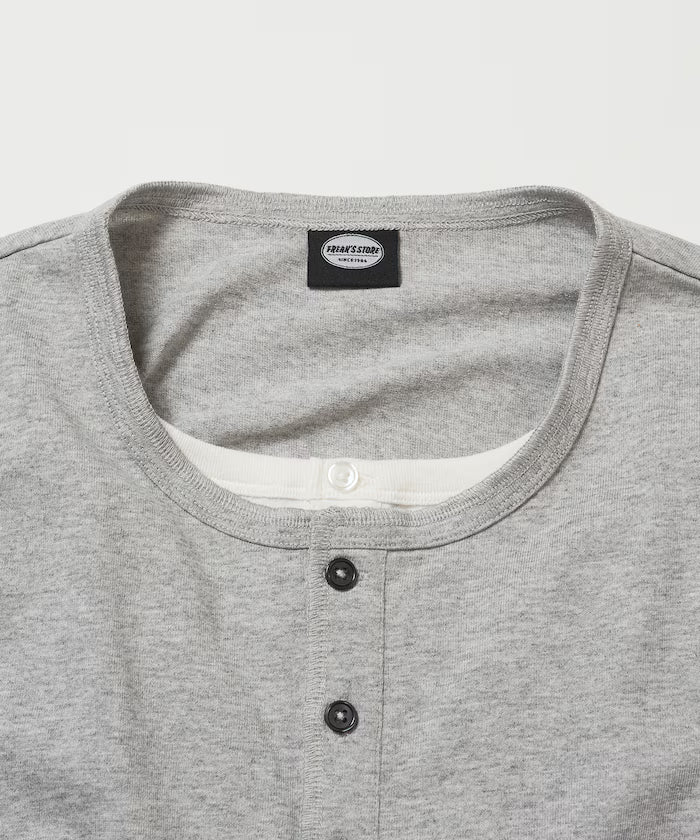 Fake Layered Henry Neck Cut-and-sew Short Sleeve T-shirt [Limited Edition]