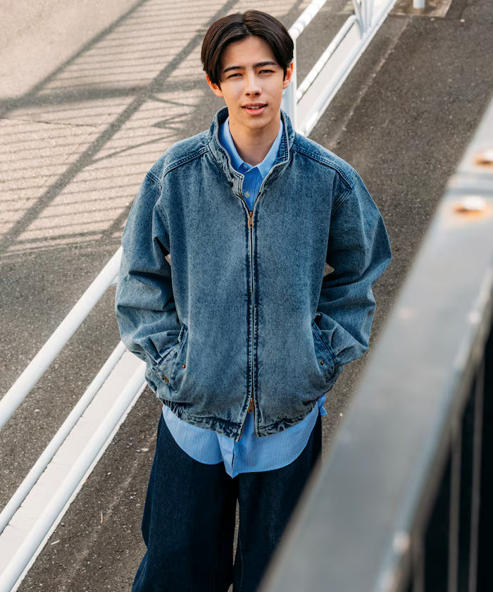 Relaxed Fit Harrington Denim Jacket