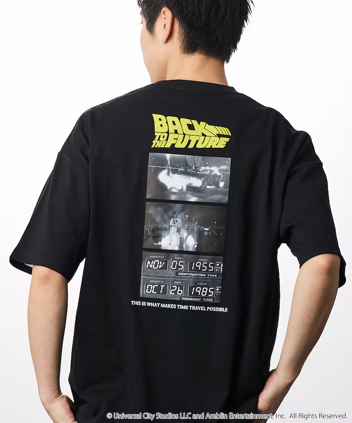 [BACK TO THE FUTURE] Limited Edition Big Silhouette Back Print Crew Neck T-Shirt [Limited Release] - Black