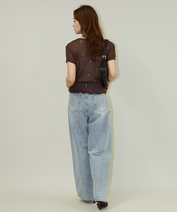 Linen Touch Eyelet Knit Cardigan Limited Edition