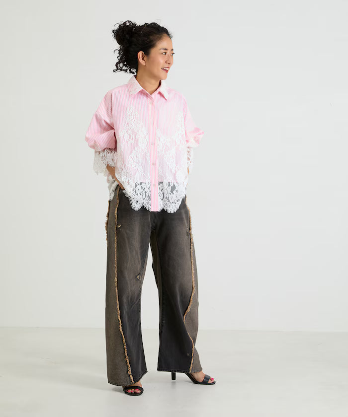 Lace Docking Stripe Shirt
