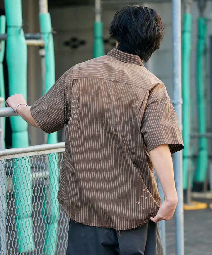 Big Silhouette Damage Processing Regular Color S/S Shirt/Check/Stripe/Fade Processing [Limited Edition]