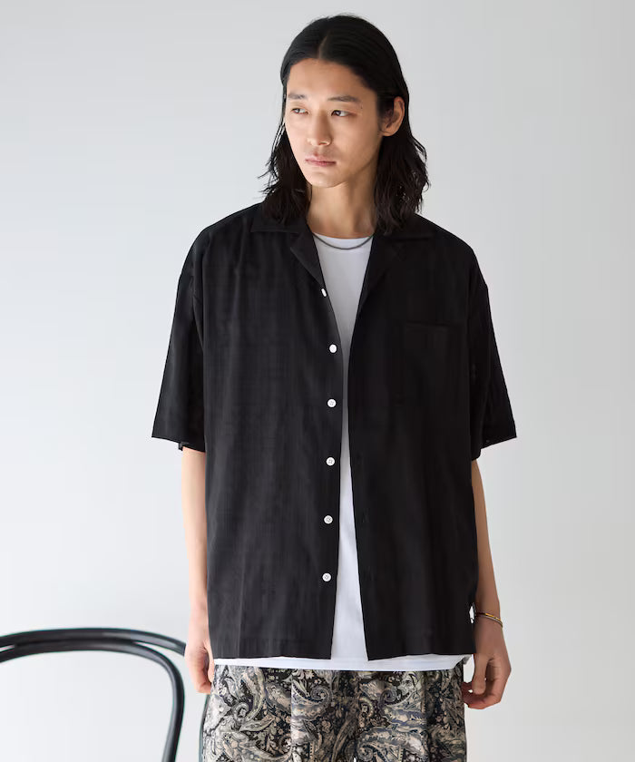 Dobby Weave Short Sleeve Open Collar Shirt / Big Silhouette