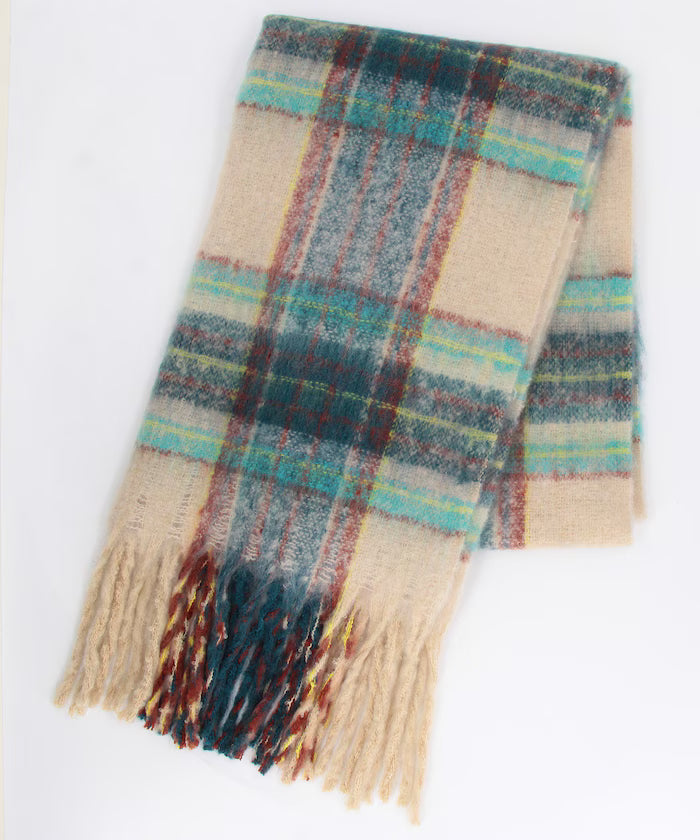 Checkered Volume Scarf - Beige