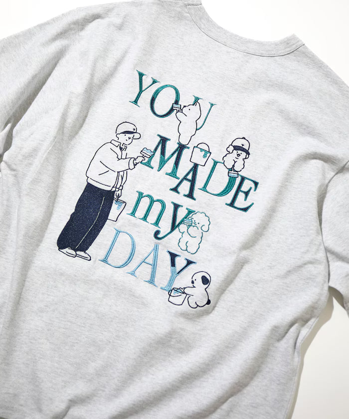tombonia/Tombo nia Back Print Crew Neck T-Shirt/YOU MADE MY DAY