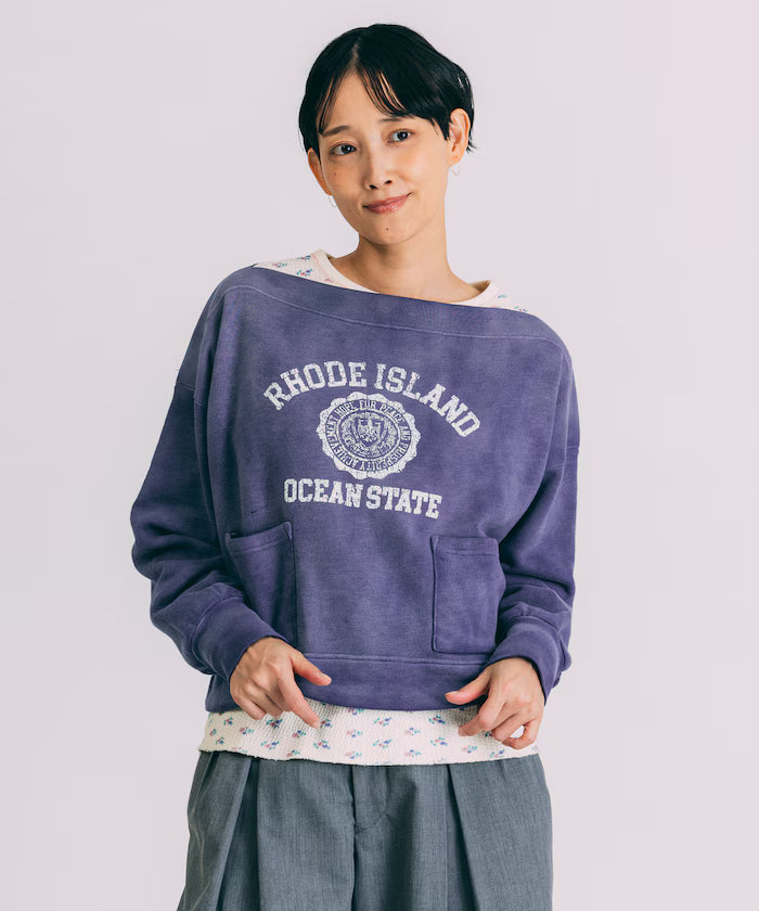 Boat Neck Short Sweatshirt