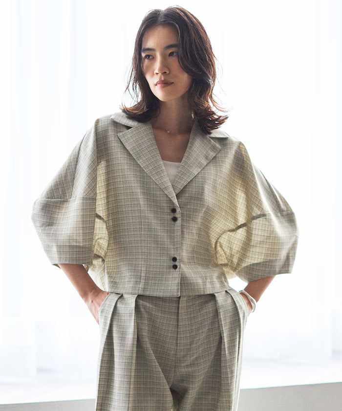 Balloon Sleeve Shirt with Karami Check / Compatible with Set Up - Released on March 11 at 12:00