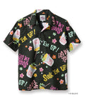 DUKE KAHANAMOKU COTTON HAWAIIAN SHIRT “SUCK EM UP!” - BLACK