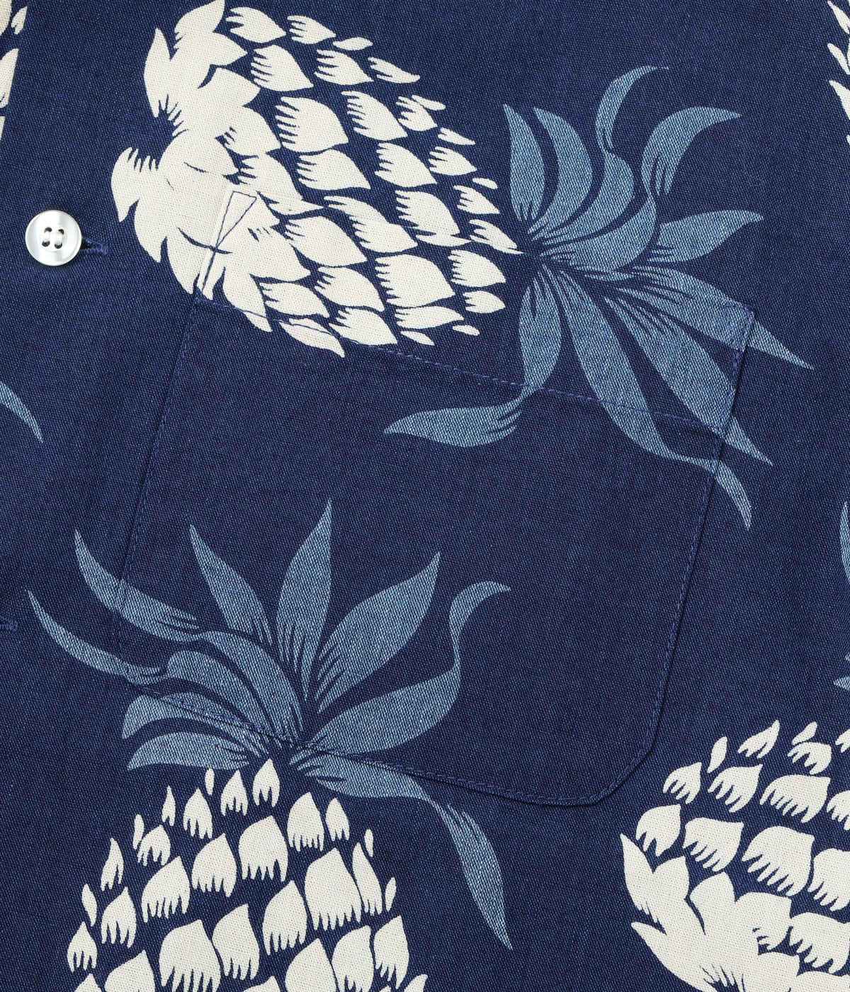 DUKE KAHANAMOKU INDIGO COTTON HAWAIIAN SHIRT “DUKE'S PINEAPPLE”