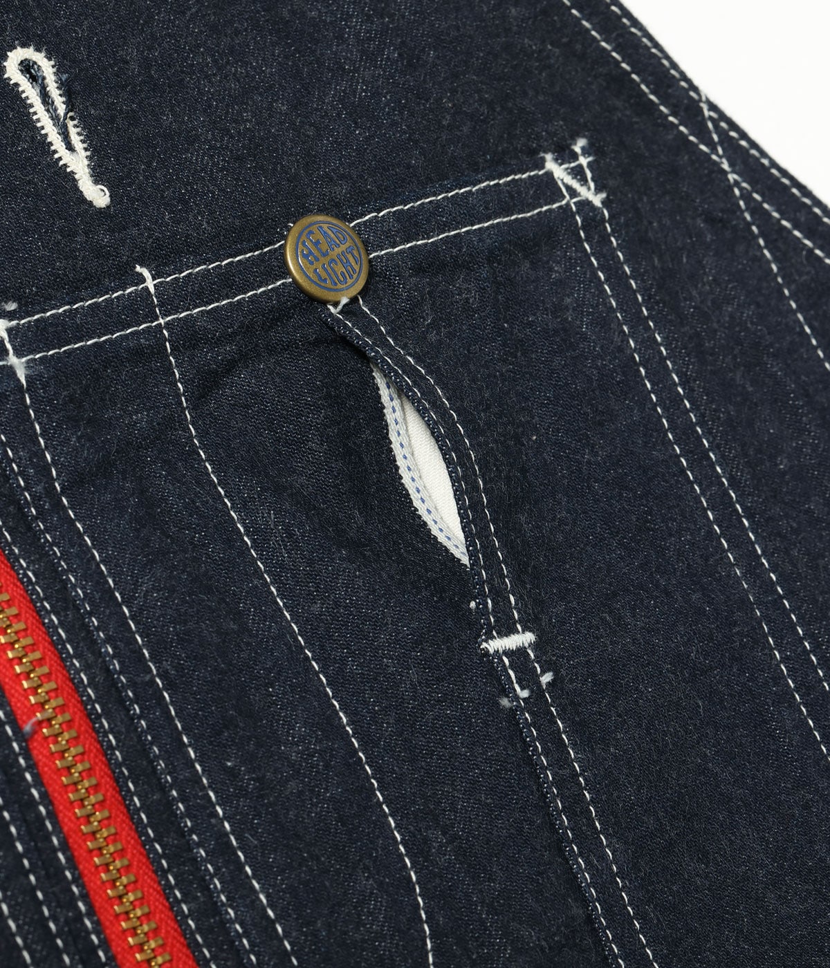 HEADLIGHT 11oz. BLUE DENIM LOW BACK OVERALLS