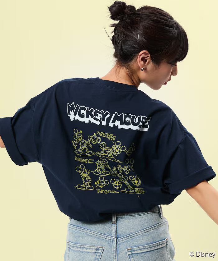 Limited Edition DISNEY Mickey Mouse Monochrome Back Print Crew Neck T-Shirt