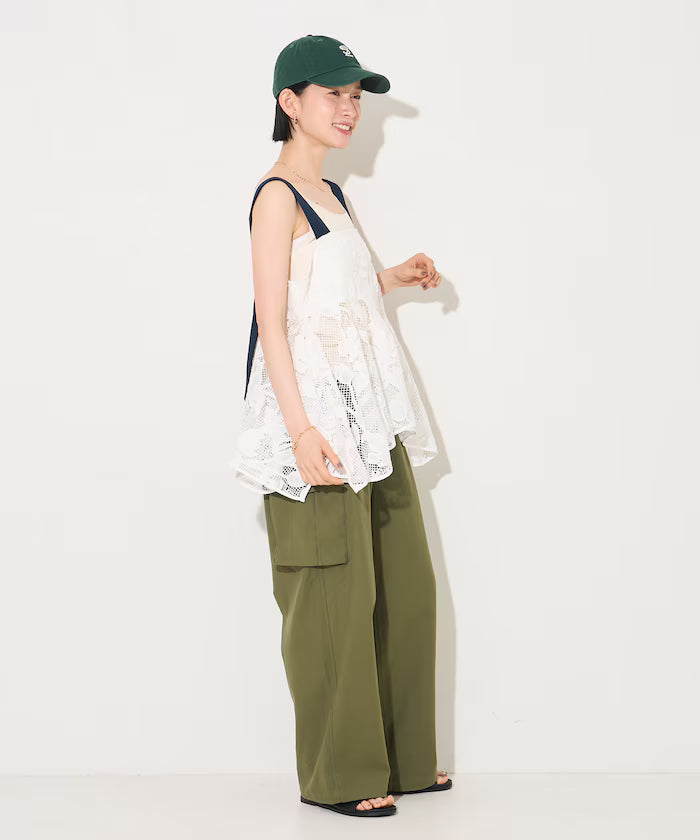 Flower Motif Batten Lace Iris Hem Camisole Top 【Limited Edition】