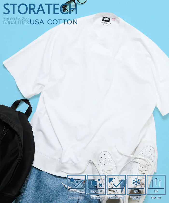 STORATECH/Stratech Lightweight Wide Silhouette Raglan T-Shirt/Antibacterial/Odor Resistant/Antimicrobial/UV Cut/Contact Cooling Moisture-Wicking 【Limited Edition】