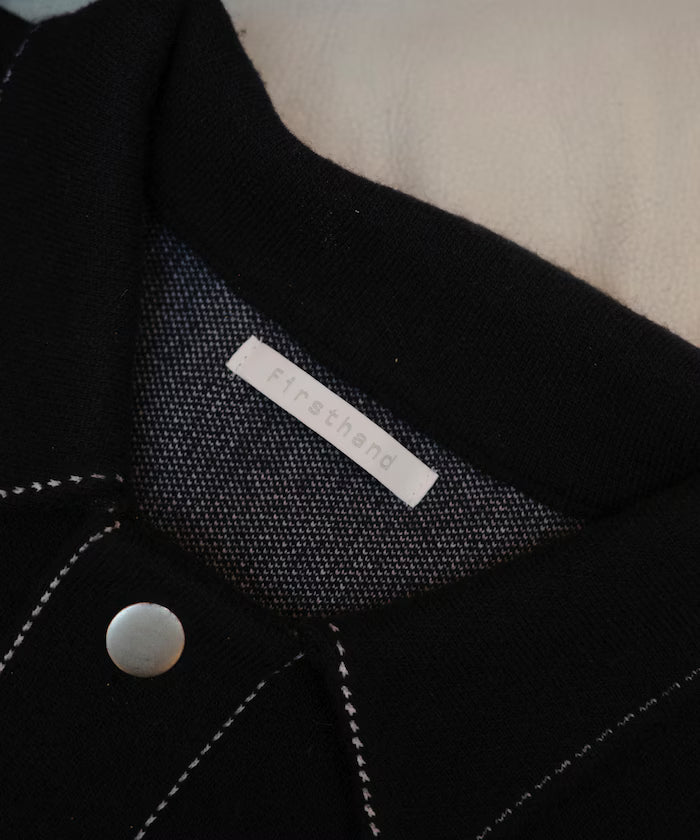 Oversized Wool Blend Knit Coverall / Color Stitch Knit Jacket