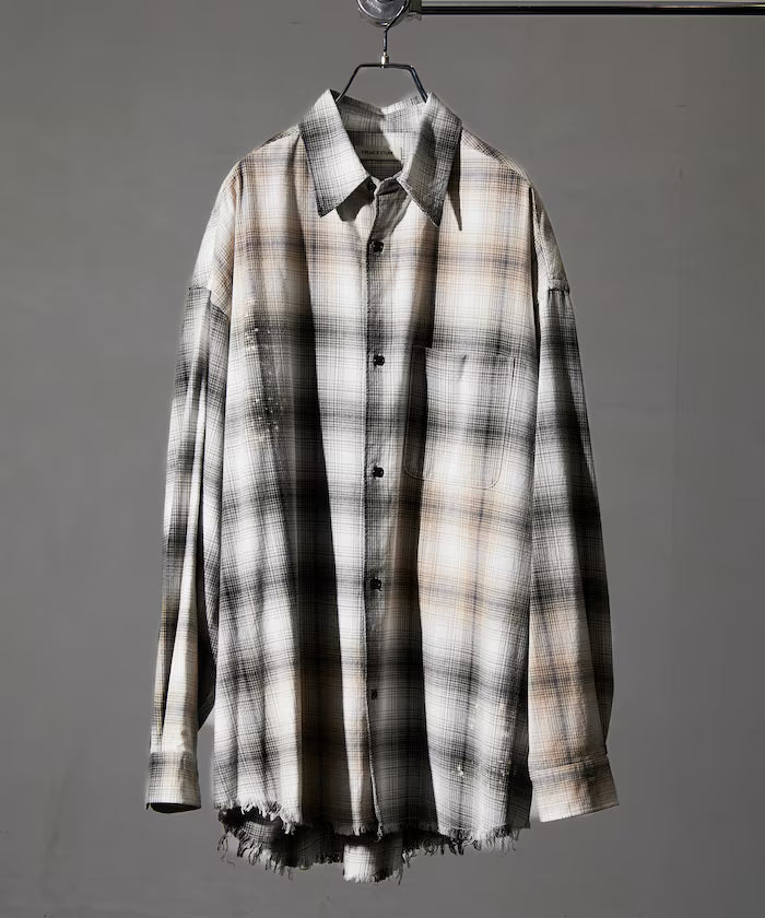 Relax Fit Relaxed Fit Bleached Ombre Check Flannel Shirt [Limited Edition]