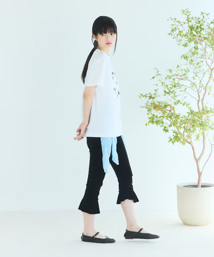 Comfortable Ribbon Print Crew Neck T-shirt