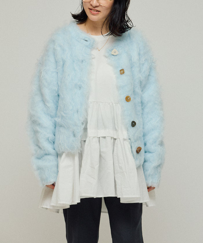 Variation Button Shaggy Knit Cardigan