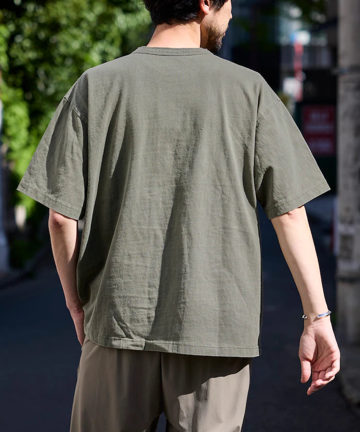 HEAVY WEIGHT/Pigment Short Sleeve Henley Neck T-Shirt/10.5 ounces