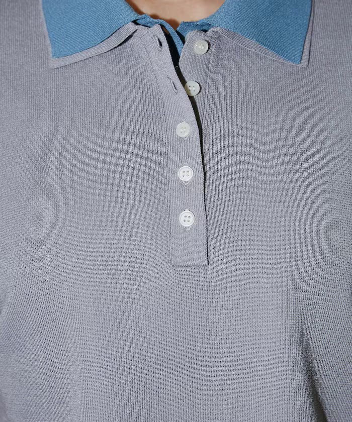 Color Scheme 2-Panel Collar Short Sleeve Knit Polo Shirt Limited Edition