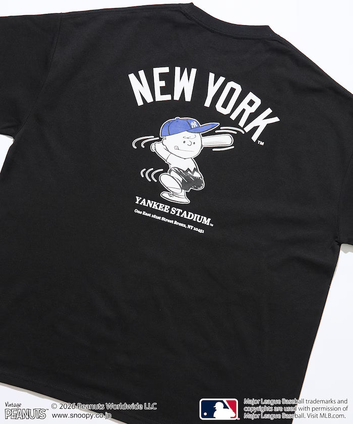 PEANUTS×MLB Exclusive Big Silhouette Back Print T-Shirt / YANKEES 【Limited Edition】 - Black