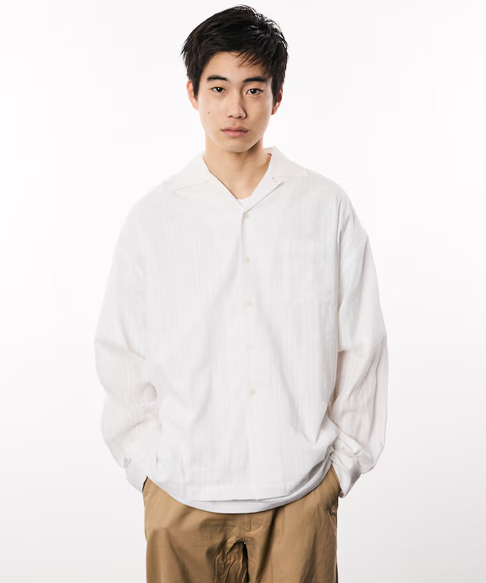 Dobby Woven Long Sleeve Open Collar Shirt / Big Silhouette