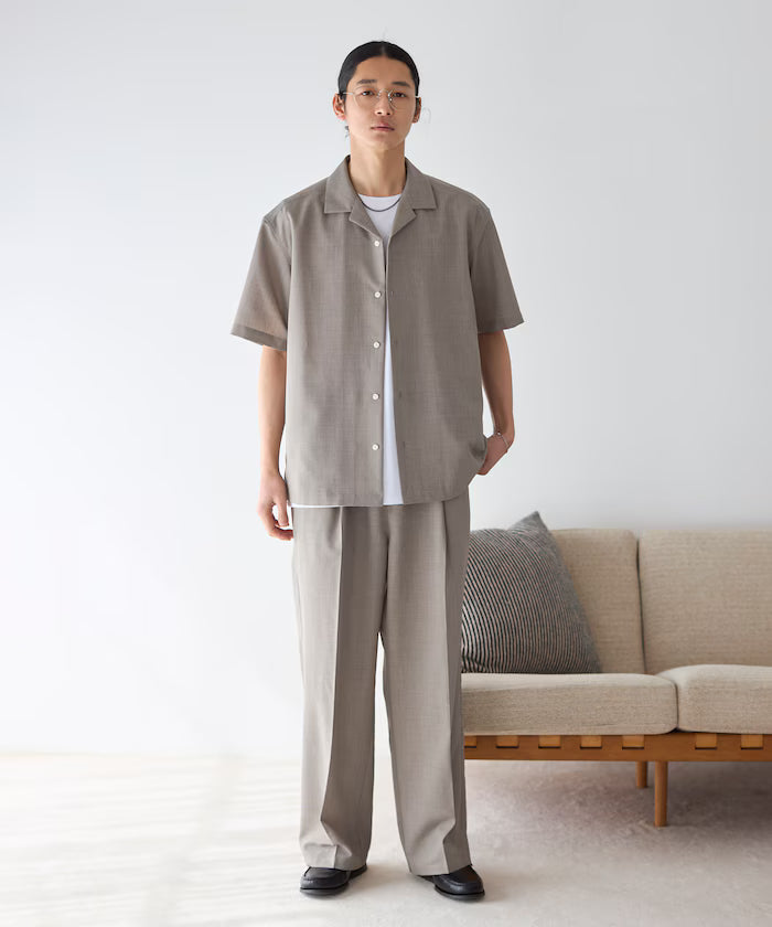 Functional Material Open Collar Short Sleeve Shirt Set 3 Piece Set / Washable / UV Cut / Quick Dry / Cooling Touch