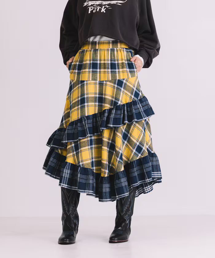 Nell Check Asymmetrical Frill Skirt