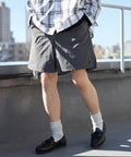 Nylon Medium Length Baggy Shorts - Charcoal Gray