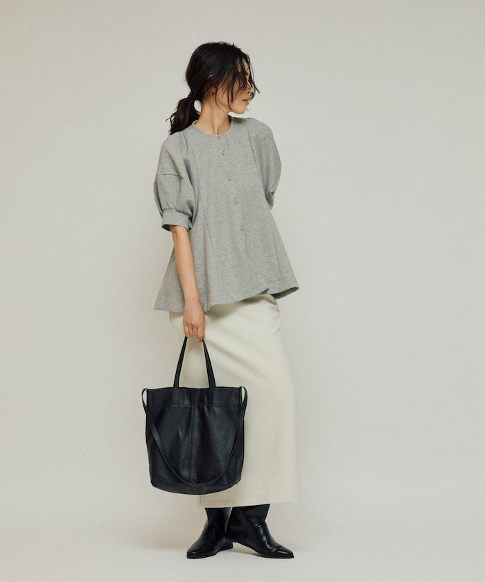 Cardigan with Peplum and Puff Sleeves