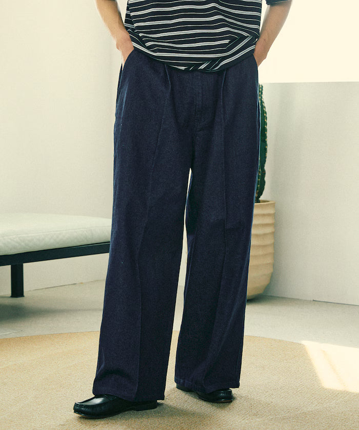 Wide Silhouette Straight Denim - Navy