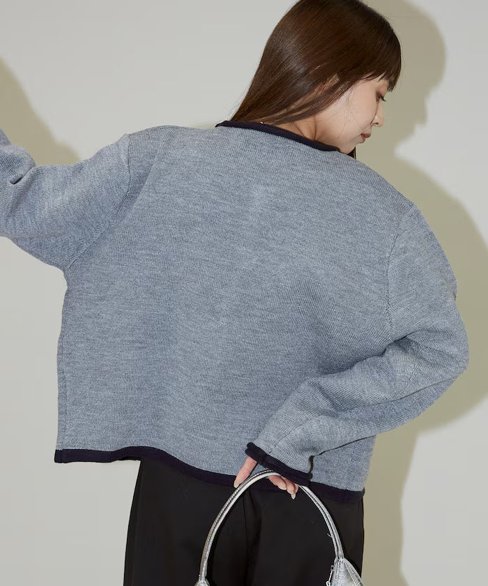 No Collar Jacket Style Knit Cardigan Limited Edition