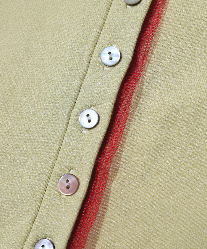 Color Design Fake Layered Long Sleeve Polo Knit Cardigan