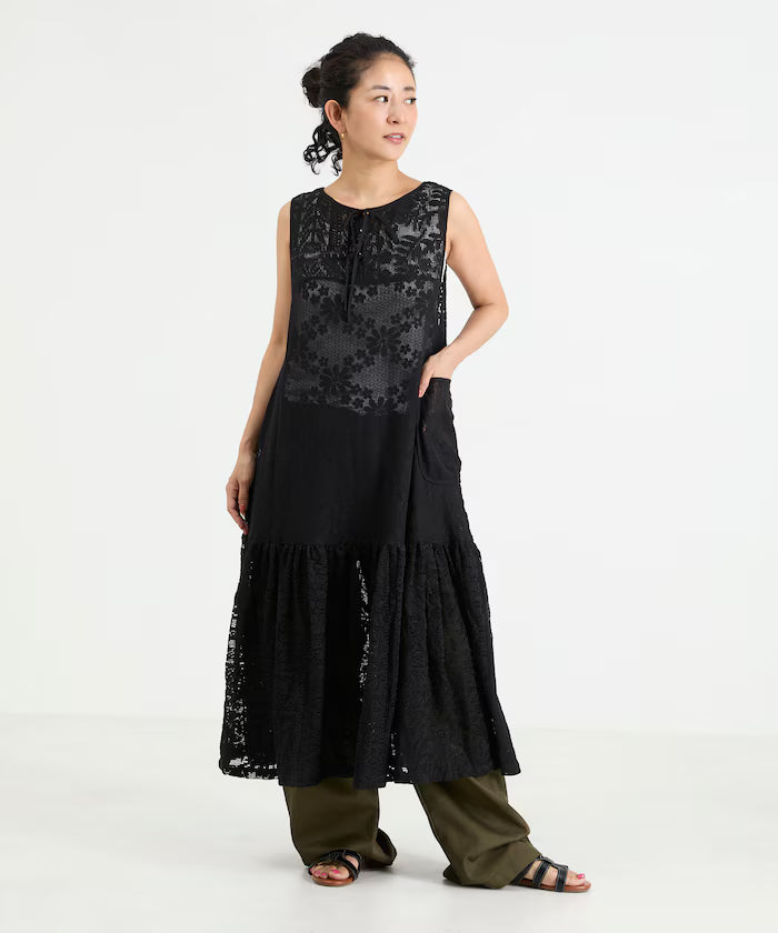 2WAY Lace Tiered Sleeveless Dress
