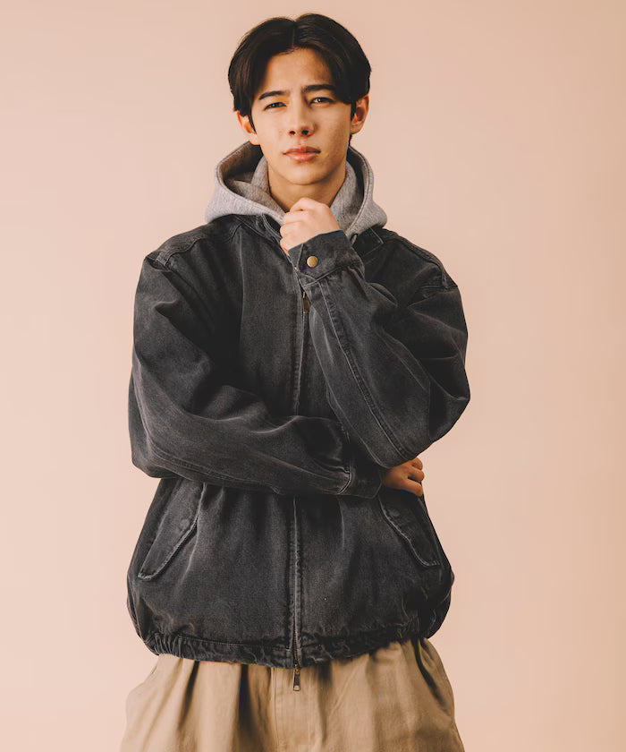 Relaxed Fit Harrington Denim Jacket