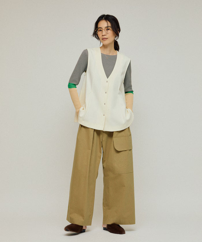 Cardboard Peplum V-Neck Vest