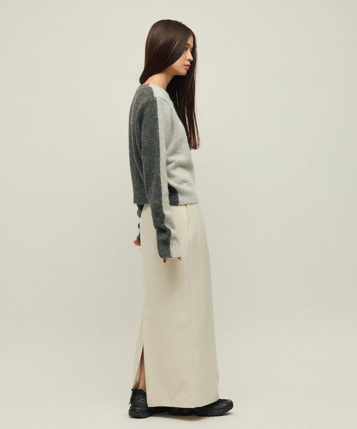 Alpaca Blend Bicolor Knit Cardigan