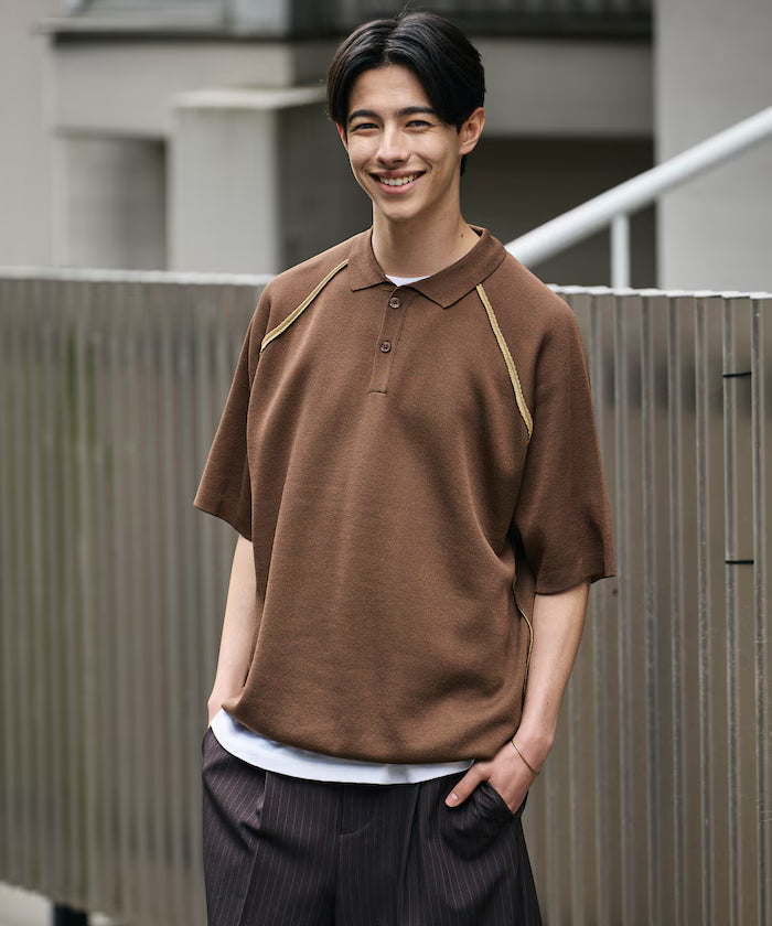 COOL TOUCH Double Face Color Polo Neck Knit Pullover Contact Cooling