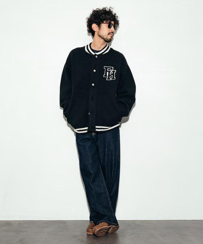 Relaxed Fit Logo Knit Varsity Jacket
