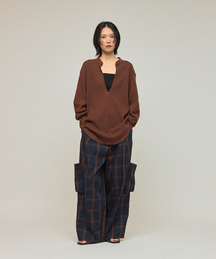 Ombre Check Easy Pants / Patch Pocket Wide Easy Pants