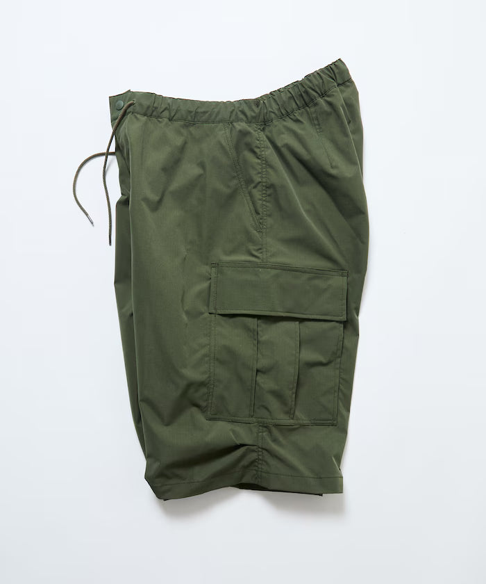 Quick Dry Fabric Wide Silhouette Poly Rip Cross Short Cargo Pants/UV Cut/Quick Dry 【Limited Release】