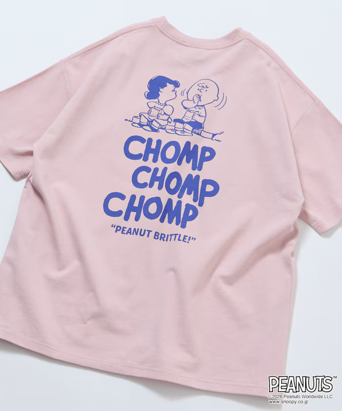 PEANUTS/Peanuts Limited Edition Big Silhouette Back Print Crew Neck T-Shirt/CHOMP 【Limited Edition】 - Pink