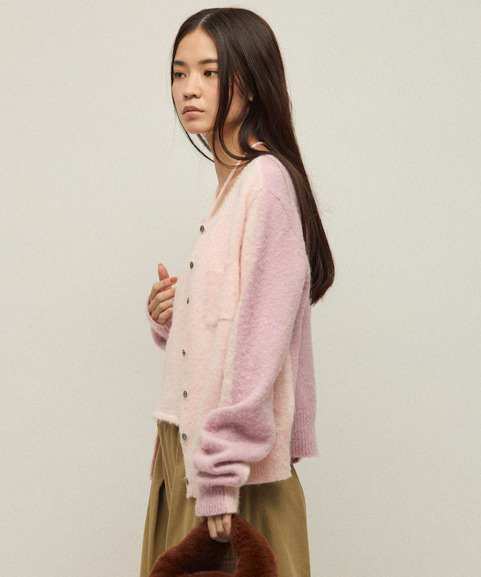 Alpaca Blend Bicolor Knit Cardigan