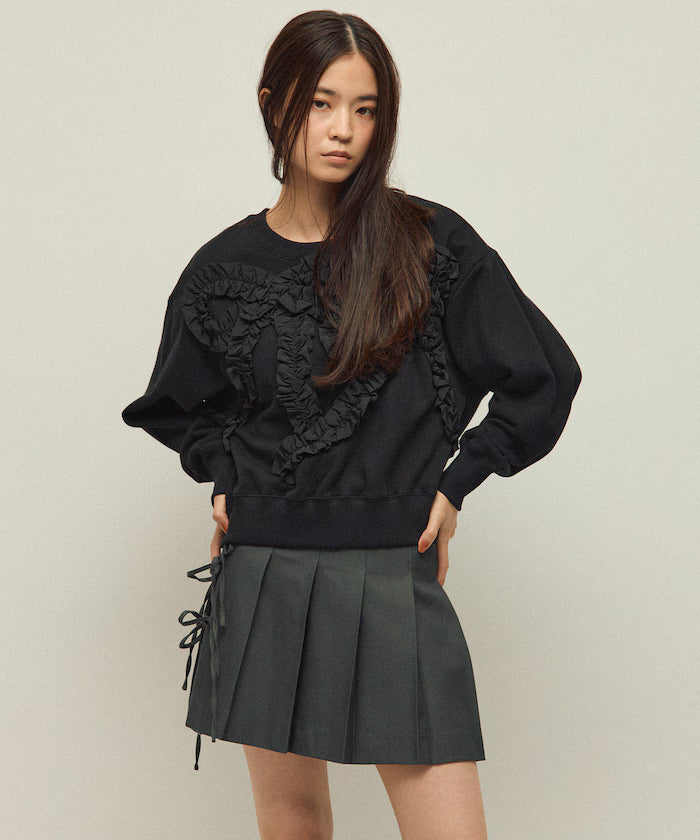 Organic Cotton Gather Ribbon Sweat / Relaxed Fit / French Terry Sweat