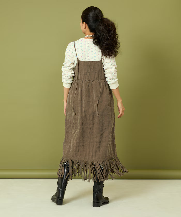 Fade-Processed Fringe Mini Dress