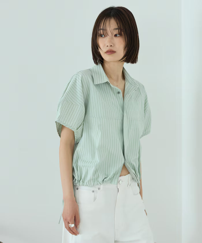 Switch Short Sleeve Hem Code Blouse