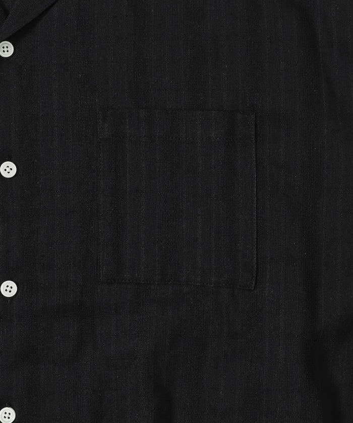 Dobby Weave Short Sleeve Open Collar Shirt / Big Silhouette