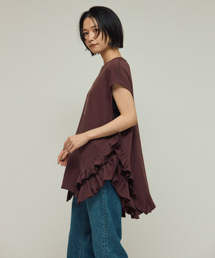 Organic Cotton Frill Hem Top / Relaxed Fit / French Terry Sweat / Best
