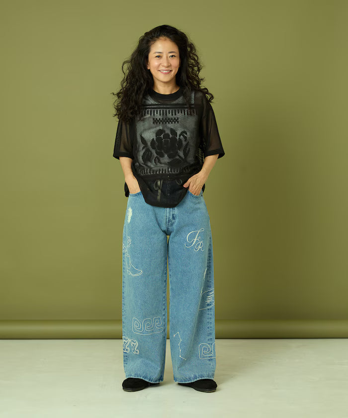 Chain Stitch Wide Denim