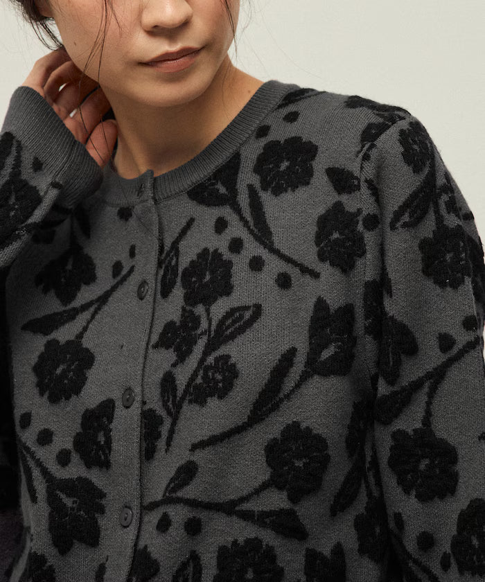 Flower Jacquard Knit Cardigan